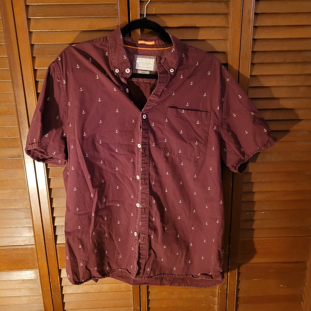 Cactus Man maroon mens button up